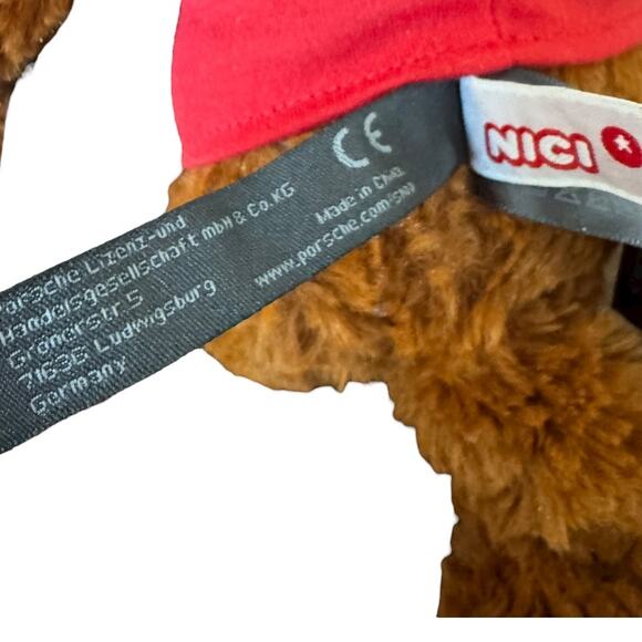 Porsche Teddy Bear Plush Brown Stuffed Animal Red Shirt Nici Germany - Picture 8 of 8